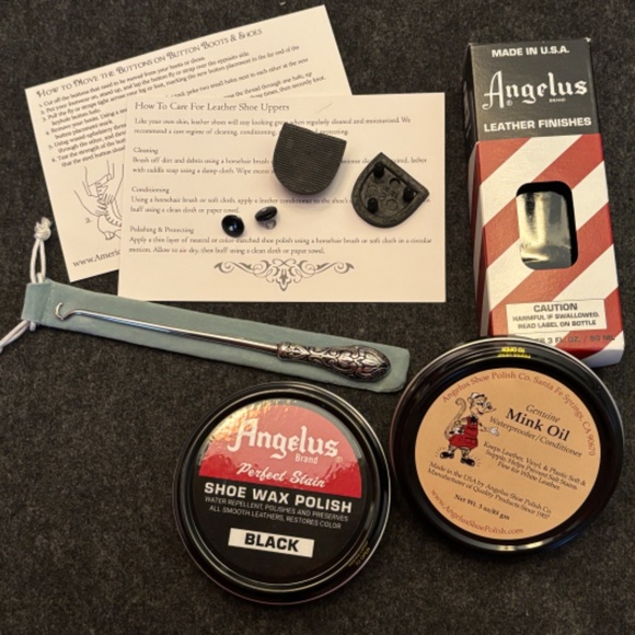 never worn 100% leather American Duchess black Astoria shoes with accessories - Picture 3 of 10